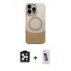 MARSİLYAN™- iPhone 14 Pro Max Kılıf Kozmos Form Özel Seri - Siyah Joko 5D Cam + Turuncu PVD Metal Kamera Lens