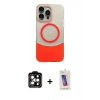 MARSİLYAN™- iPhone 14 Pro Max Kılıf Kozmos Form Özel Seri - Siyah Joko 5D Cam + Turuncu PVD Metal Kamera Lens