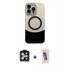 MARSİLYAN™- iPhone 14 Pro Max Kılıf Kozmos Form Özel Seri - Siyah Joko 5D Cam + Turuncu PVD Metal Kamera Lens