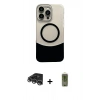 MARSİLYAN™- iPhone 14 Pro Max Kılıf Kozmos Form Özel Seri - Siyah Joko Magic 5D Hayalet Cam + Gümüş Raze Metal Kamera Lens
