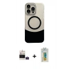 MARSİLYAN™- iPhone 14 Pro Max Kılıf Kozmos Form Özel Seri - Siyah Polymer Nano Ekran Koruyucu + Derin Mor Bilvis Titan Kamera Lens