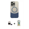 MARSİLYAN™- iPhone 14 Pro Max Kılıf Kozmos Form Özel Seri - Siyah Polymer Nano Ekran Koruyucu + Derin Mor Bilvis Titan Kamera Lens