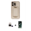 MARSİLYAN™- iPhone 14 Pro Max Kılıf Kozmos Minimal Prime - Şeffaf 360 Full Body Arka Koruyucu + Derin Mor Bilvis Titan Kamera Lens