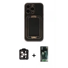 MARSİLYAN™- iPhone 14 Pro Max Kılıf Kozmos Minimal Prime - Şeffaf 360 Full Body Arka Koruyucu + PVD Metal Kamera Lens - TU