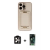 MARSİLYAN™- iPhone 14 Pro Max Kılıf Kozmos Minimal Prime - Şeffaf 360 Full Body Arka Koruyucu + PVD Metal Kamera Lens - TU