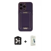 MARSİLYAN™- iPhone 14 Pro Max Kılıf Kozmos Minimal Prime - Şeffaf Pasifik Cam Ekran Koruyucu + PVD Metal Kamera Lens - TU