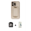 MARSİLYAN™- iPhone 14 Pro Max Kılıf Kozmos Minimal Prime - Şeffaf Pasifik Cam Ekran Koruyucu + PVD Metal Kamera Lens - TU
