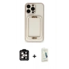 MARSİLYAN™- iPhone 14 Pro Max Kılıf Kozmos Minimal Prime - Şeffaf Pasifik Cam Ekran Koruyucu + PVD Metal Kamera Lens - TU