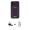 MARSİLYAN™- iPhone 14 Pro Max Kılıf Kozmos Minimal Prime - Şeffaf Pasifik Cam Ekran Koruyucu + Siyah Bilvis Titan Kamera Lens