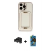 MARSİLYAN™- iPhone 14 Pro Max Kılıf Kozmos Minimal Prime - Siyah 18D Cam Ekran Koruyucu + Raze Metal Kamera Lens - GS