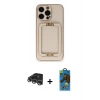 MARSİLYAN™- iPhone 14 Pro Max Kılıf Kozmos Minimal Prime - Siyah 18D Cam Ekran Koruyucu + Raze Metal Kamera Lens - GS