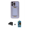 MARSİLYAN™- iPhone 14 Pro Max Kılıf Kozmos Minimal Prime - Siyah 18D Cam Ekran Koruyucu + Raze Metal Kamera Lens - GS