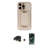 MARSİLYAN™- iPhone 14 Pro Max Kılıf Kozmos Minimal Prime - Siyah 360 Mat Full Body Arka Koruyucu + Raze Metal Kamera Lens - GD