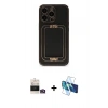 MARSİLYAN™- iPhone 14 Pro Max Kılıf Kozmos Minimal Prime - Siyah 3D Antistatik Cam Ekran Koruyucu + Bilvis Titan Kamera Lens - GD