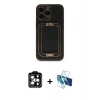 MARSİLYAN™- iPhone 14 Pro Max Kılıf Kozmos Minimal Prime - Siyah 3D Antistatik Cam Ekran Koruyucu + PVD Metal Kamera Lens - TU