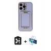 MARSİLYAN™- iPhone 14 Pro Max Kılıf Kozmos Minimal Prime - Siyah 3D Antistatik Cam Ekran Koruyucu + PVD Metal Kamera Lens - TU