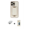 MARSİLYAN™- iPhone 14 Pro Max Kılıf Kozmos Minimal Prime - Siyah 6D Mat Seramik Hayalet Nano Ekran Koruyucu + Gümüş Band Metal Kamera Lens