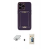 MARSİLYAN™- iPhone 14 Pro Max Kılıf Kozmos Minimal Prime - Siyah 6D Mat Seramik Hayalet Nano Ekran Koruyucu + Gümüş Band Metal Kamera Lens