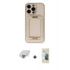 MARSİLYAN™- iPhone 14 Pro Max Kılıf Kozmos Minimal Prime - Siyah 6D Mat Seramik Hayalet Nano Ekran Koruyucu + Gümüş Band Metal Kamera Lens