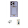 MARSİLYAN™- iPhone 14 Pro Max Kılıf Kozmos Minimal Prime - Siyah 6D Mat Seramik Hayalet Nano Ekran Koruyucu + Gümüş Band Metal Kamera Lens