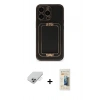 MARSİLYAN™- iPhone 14 Pro Max Kılıf Kozmos Minimal Prime - Siyah 6D Mat Seramik Hayalet Nano Ekran Koruyucu + Gümüş Band Metal Kamera Lens