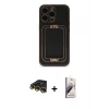 MARSİLYAN™- iPhone 14 Pro Max Kılıf Kozmos Minimal Prime - Siyah Bilvis 3D Mat Cam Ekran Koruyucu + Raze Metal Kamera Lens - GD