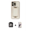 MARSİLYAN™- iPhone 14 Pro Max Kılıf Kozmos Minimal Prime - Siyah Bilvis 3D Mat Cam Ekran Koruyucu + PVD Metal Kamera Lens - TU