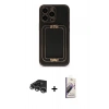MARSİLYAN™- iPhone 14 Pro Max Kılıf Kozmos Minimal Prime - Siyah Bilvis 3D Mat Cam Ekran Koruyucu + Raze Metal Kamera Lens - GS