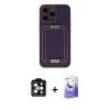 MARSİLYAN™- iPhone 14 Pro Max Kılıf Kozmos Minimal Prime - Siyah Bilvis 5in1 5D Magic Hayalet Cam Ekran Koruyucu + PVD Metal Kamera Lens - TU