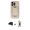 MARSİLYAN™- iPhone 14 Pro Max Kılıf Kozmos Minimal Prime - Siyah Bilvis Hayalet Cam Ekran Koruyucu + Raze Metal Kamera Lens - GS