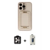 MARSİLYAN™- iPhone 14 Pro Max Kılıf Kozmos Minimal Prime - Siyah Bilvis Hayalet Cam Ekran Koruyucu + PVD Metal Kamera Lens - TU