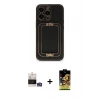 MARSİLYAN™- iPhone 14 Pro Max Kılıf Kozmos Minimal Prime - Siyah Buffer Cam Ekran Koruyucu + Gümüş Bilvis Titan Kamera Lens