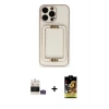 MARSİLYAN™- iPhone 14 Pro Max Kılıf Kozmos Minimal Prime - Siyah Buffer Cam Ekran Koruyucu + Gümüş Bilvis Titan Kamera Lens