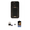 MARSİLYAN™- iPhone 14 Pro Max Kılıf Kozmos Minimal Prime - Siyah Buffer Hayalet Cam Ekran Koruyucu + Bilvis Titan Kamera Lens - GD