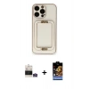 MARSİLYAN™- iPhone 14 Pro Max Kılıf Kozmos Minimal Prime - Siyah Buffer Hayalet Cam Ekran Koruyucu + Gümüş Bilvis Titan Kamera Lens