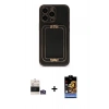 MARSİLYAN™- iPhone 14 Pro Max Kılıf Kozmos Minimal Prime - Siyah Buffer Hayalet Cam Ekran Koruyucu + Gümüş Bilvis Titan Kamera Lens