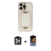 MARSİLYAN™- iPhone 14 Pro Max Kılıf Kozmos Minimal Prime - Siyah Buffer Hayalet Cam Ekran Koruyucu + PVD Metal Kamera Lens - TU