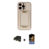 MARSİLYAN™- iPhone 14 Pro Max Kılıf Kozmos Minimal Prime - Siyah Buffer Hayalet Cam Ekran Koruyucu + Raze Metal Kamera Lens - GD