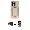 MARSİLYAN™- iPhone 14 Pro Max Kılıf Kozmos Minimal Prime - Siyah Buffer Hayalet Cam Ekran Koruyucu + Raze Metal Kamera Lens - GS