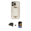MARSİLYAN™- iPhone 14 Pro Max Kılıf Kozmos Minimal Prime - Siyah Buffer Hayalet Cam Ekran Koruyucu + Raze Metal Kamera Lens - GD