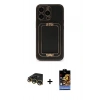 MARSİLYAN™- iPhone 14 Pro Max Kılıf Kozmos Minimal Prime - Siyah Buffer Hayalet Cam Ekran Koruyucu + Raze Metal Kamera Lens - GD
