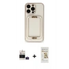 MARSİLYAN™- iPhone 14 Pro Max Kılıf Kozmos Minimal Prime - Siyah Mat Seramik Nano Ekran Koruyucu + Derin Mor Bilvis Titan Kamera Lens