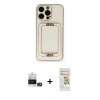 MARSİLYAN™- iPhone 14 Pro Max Kılıf Kozmos Minimal Prime - Siyah Mat Seramik Nano Ekran Koruyucu + Gold Bilvis Titan Kamera Lens