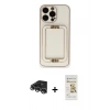MARSİLYAN™- iPhone 14 Pro Max Kılıf Kozmos Minimal Prime - Siyah Mat Seramik Nano Ekran Koruyucu + Gümüş Raze Metal Kamera Lens