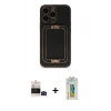 MARSİLYAN™- iPhone 14 Pro Max Kılıf Kozmos Minimal Prime - Siyah Polymer Nano Ekran Koruyucu + Bilvis Titan Kamera Lens - SH