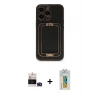 MARSİLYAN™- iPhone 14 Pro Max Kılıf Kozmos Minimal Prime - Siyah Polymer Nano Ekran Koruyucu + Bilvis Titan Kamera Lens - DNMR