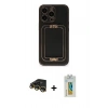 MARSİLYAN™- iPhone 14 Pro Max Kılıf Kozmos Minimal Prime - Siyah Polymer Nano Ekran Koruyucu + Raze Metal Kamera Lens - GD
