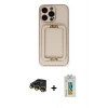 MARSİLYAN™- iPhone 14 Pro Max Kılıf Kozmos Minimal Prime - Siyah Polymer Nano Ekran Koruyucu + Raze Metal Kamera Lens - GD