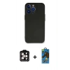 MARSİLYAN™- iPhone 14 Pro Max Kılıf Kozmos Yansıma Özel Seri - Siyah 18D Cam Ekran Koruyucu + PVD Metal Kamera Lens - TU