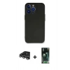MARSİLYAN™- iPhone 14 Pro Max Kılıf Kozmos Yansıma Özel Seri - Siyah 360 Mat Full Body Arka Koruyucu + Gümüş Raze Metal Kamera Lens